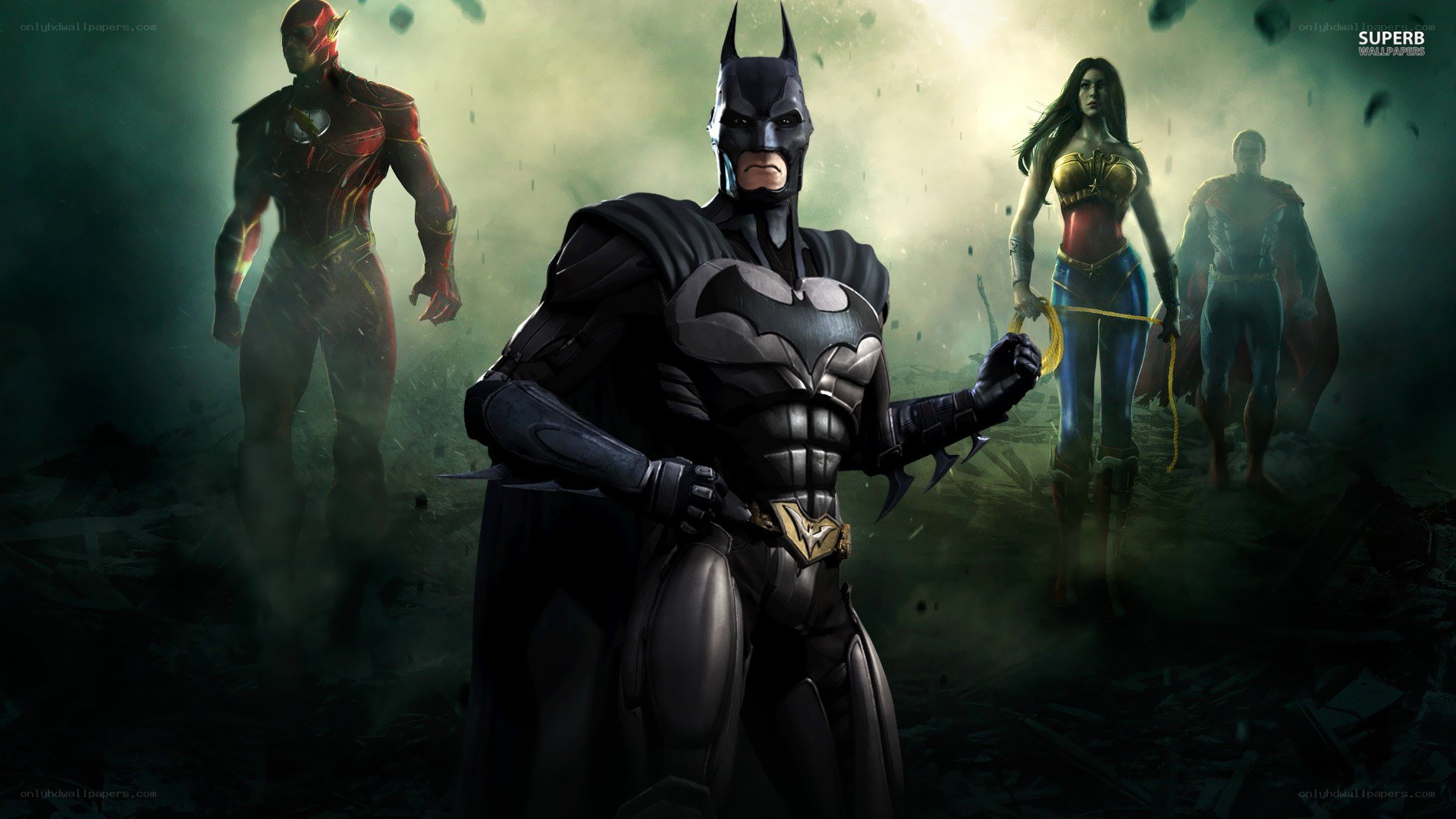 Justice League heroes in action