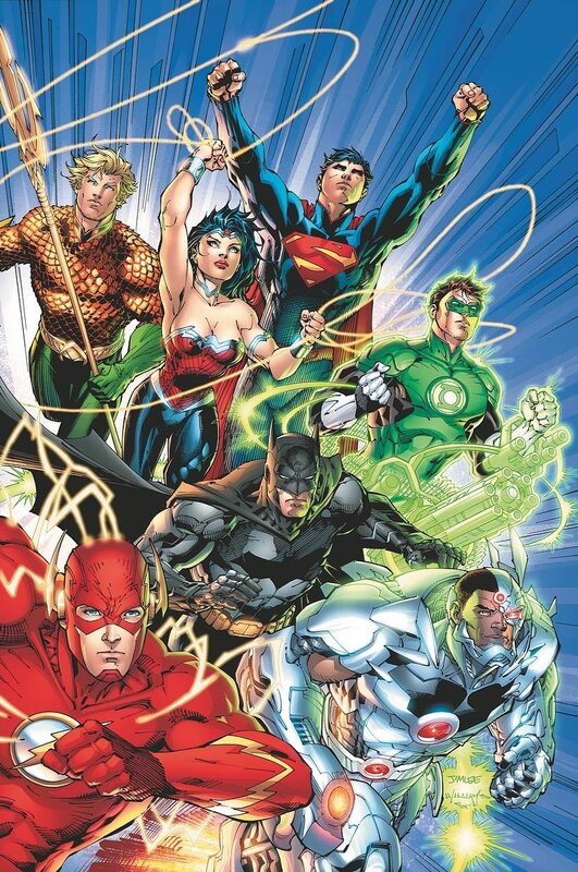 Justice League heroes in action