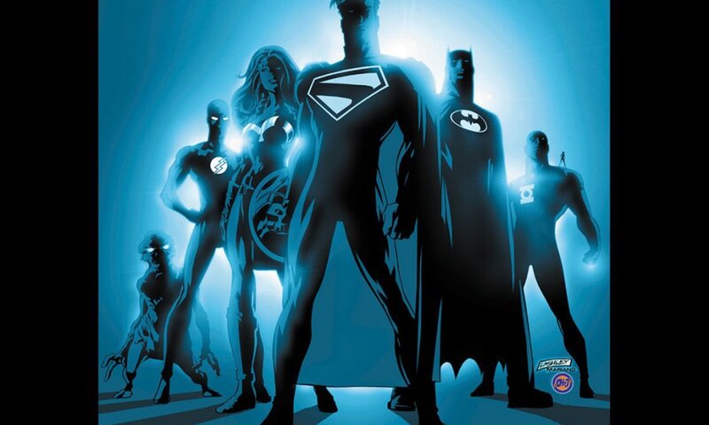 Justice League heroes silhouette