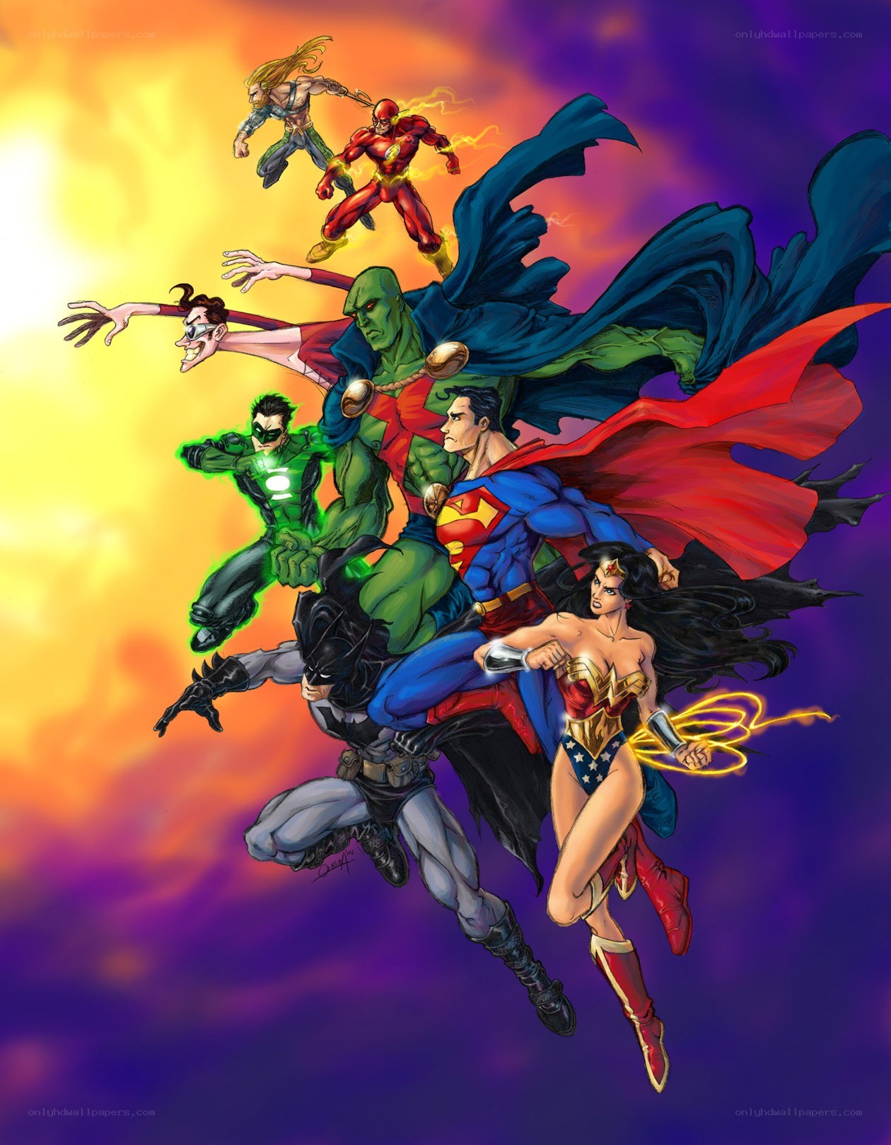 Justice League in flight
