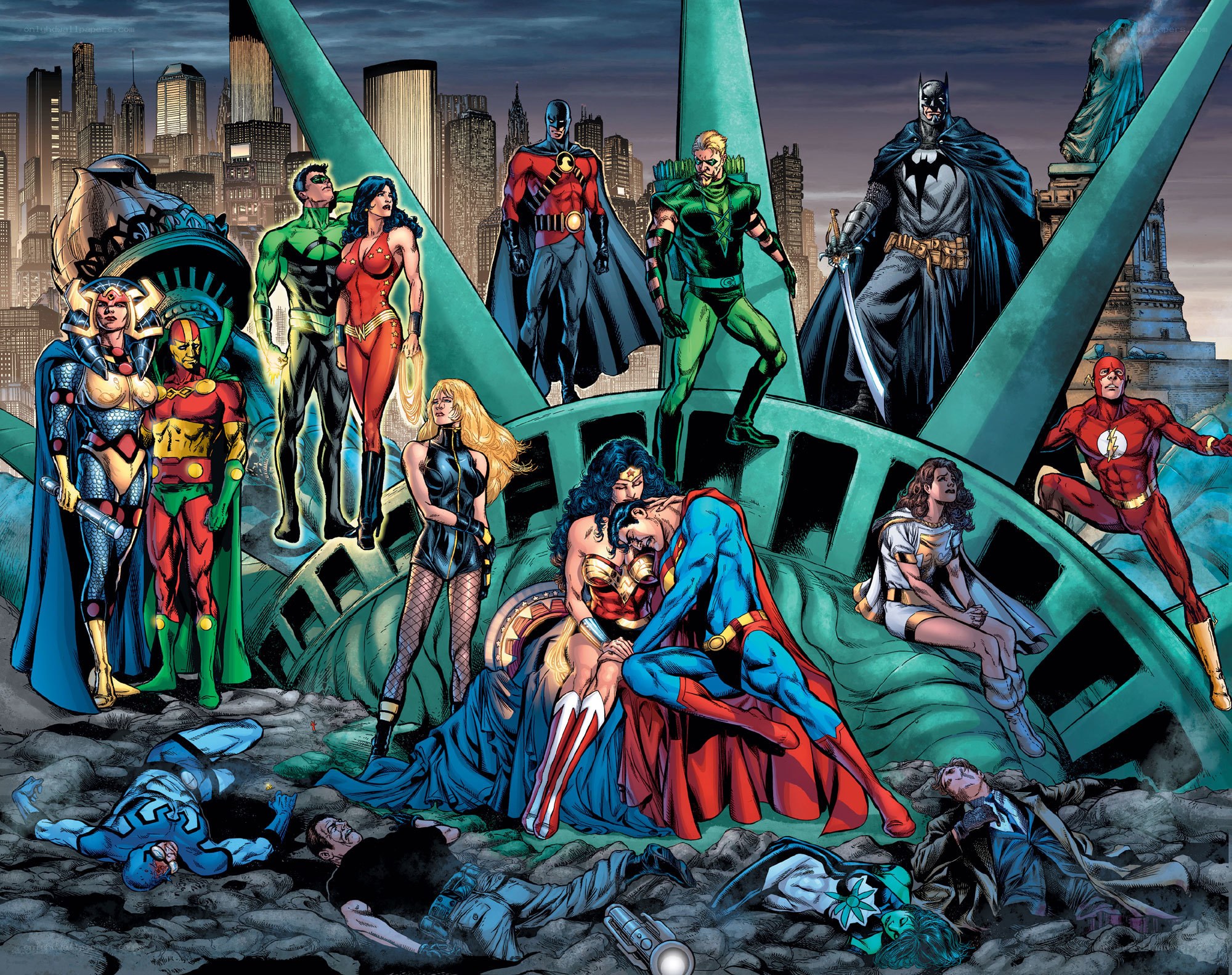 Justice League in ruins
