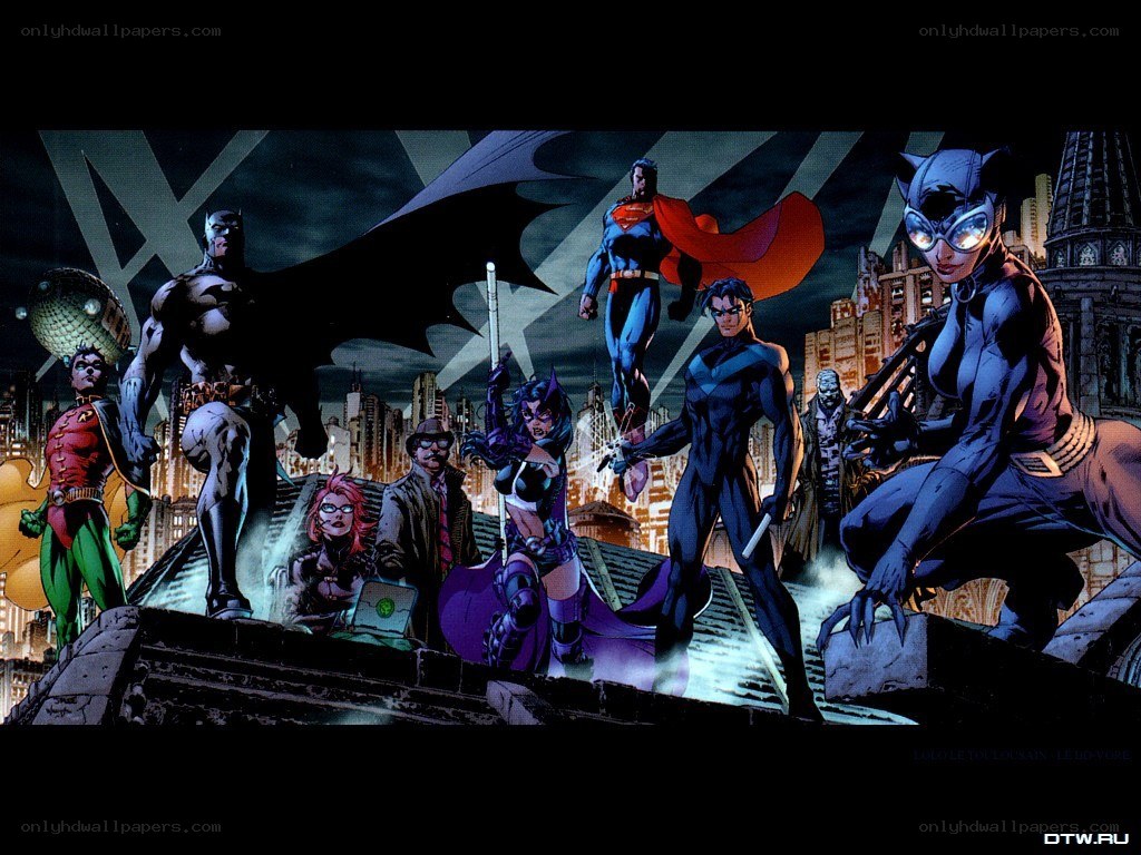 Justice League on a rooftop
