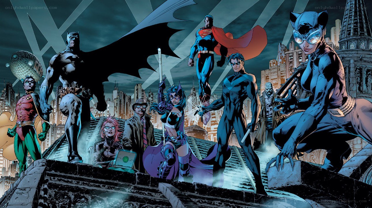 Justice League on Gotham rooftops