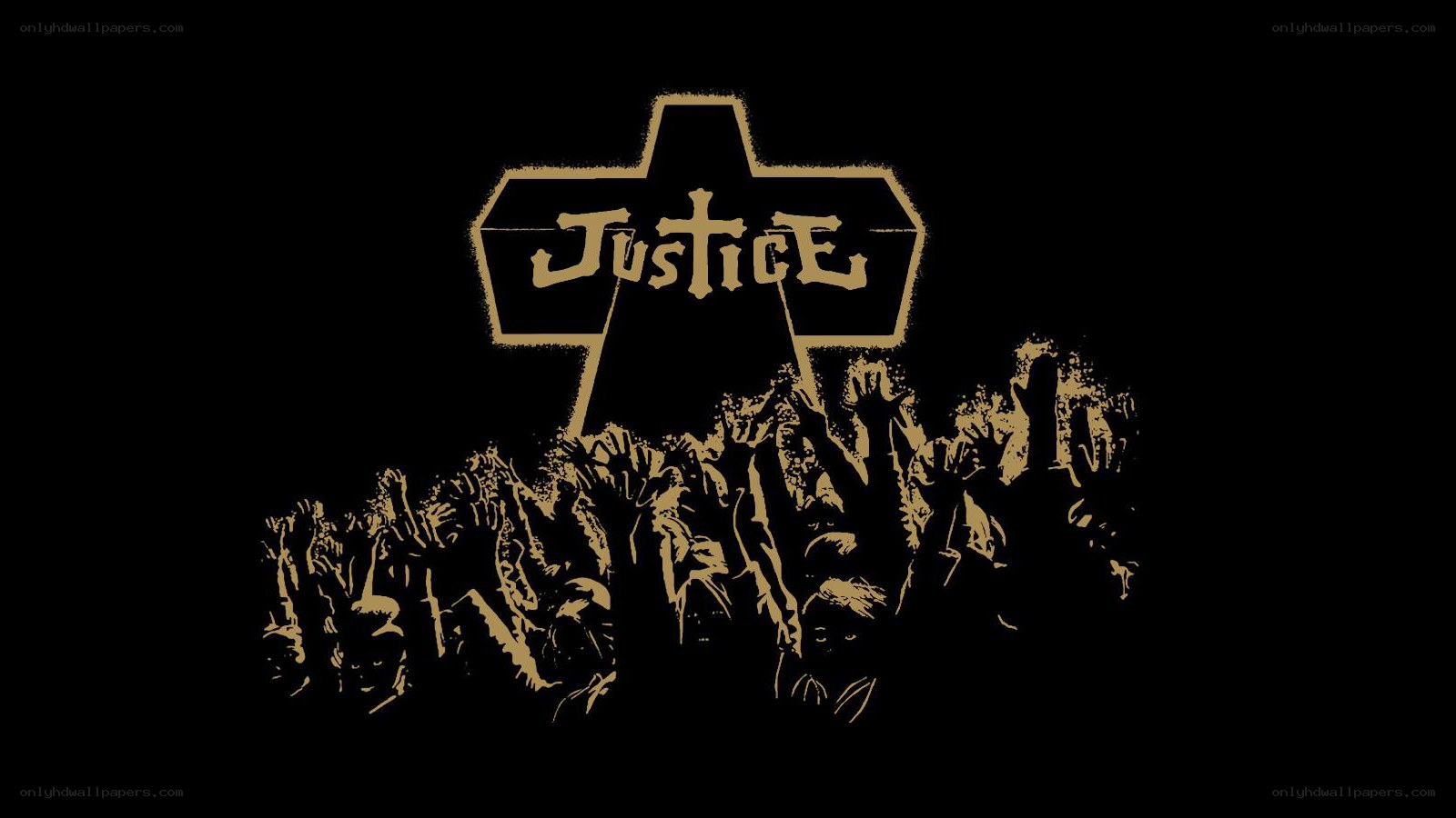 Justice logo with crowd