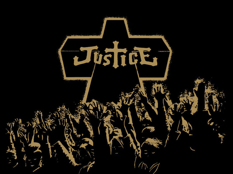 Justice logo with crowd