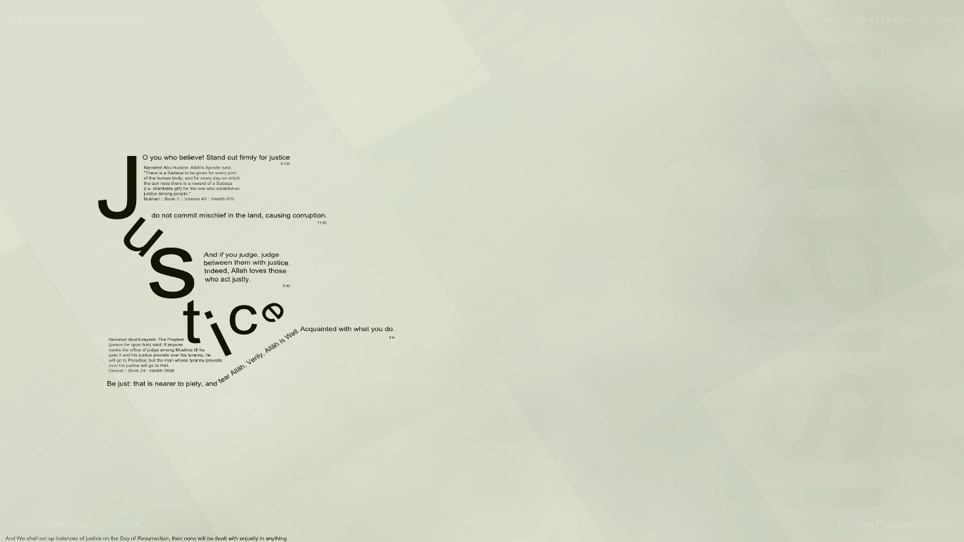 Justice text on a light background