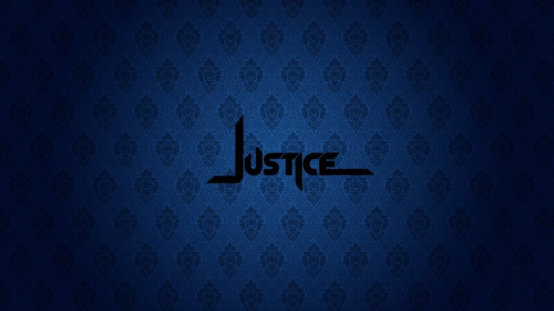 Justice text on blue pattern