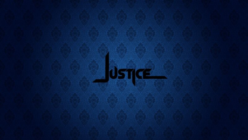 Justice text on blue pattern