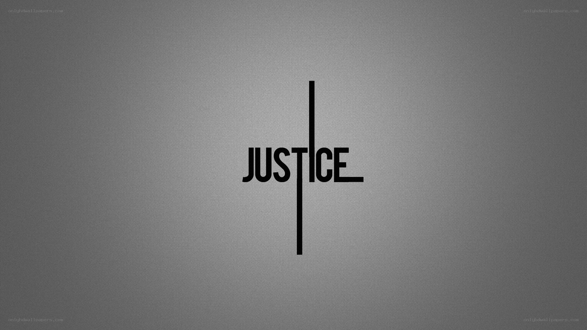 Justice text with cross symbol