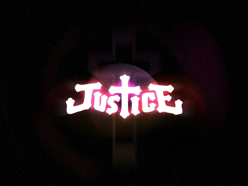 Justice text with glowing effect