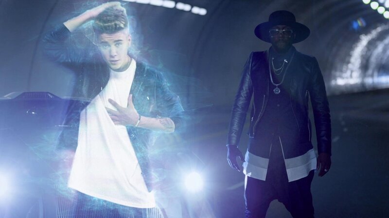 Justin Bieber and a man in a tunnel