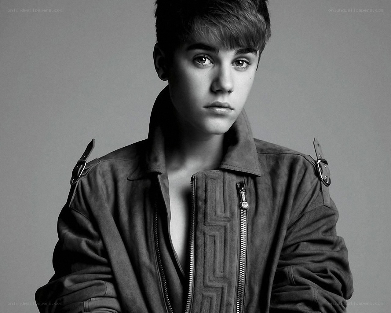 Justin Bieber in leather jacket