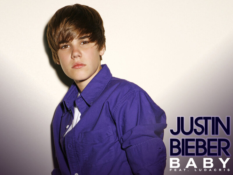 Justin Bieber in purple shirt