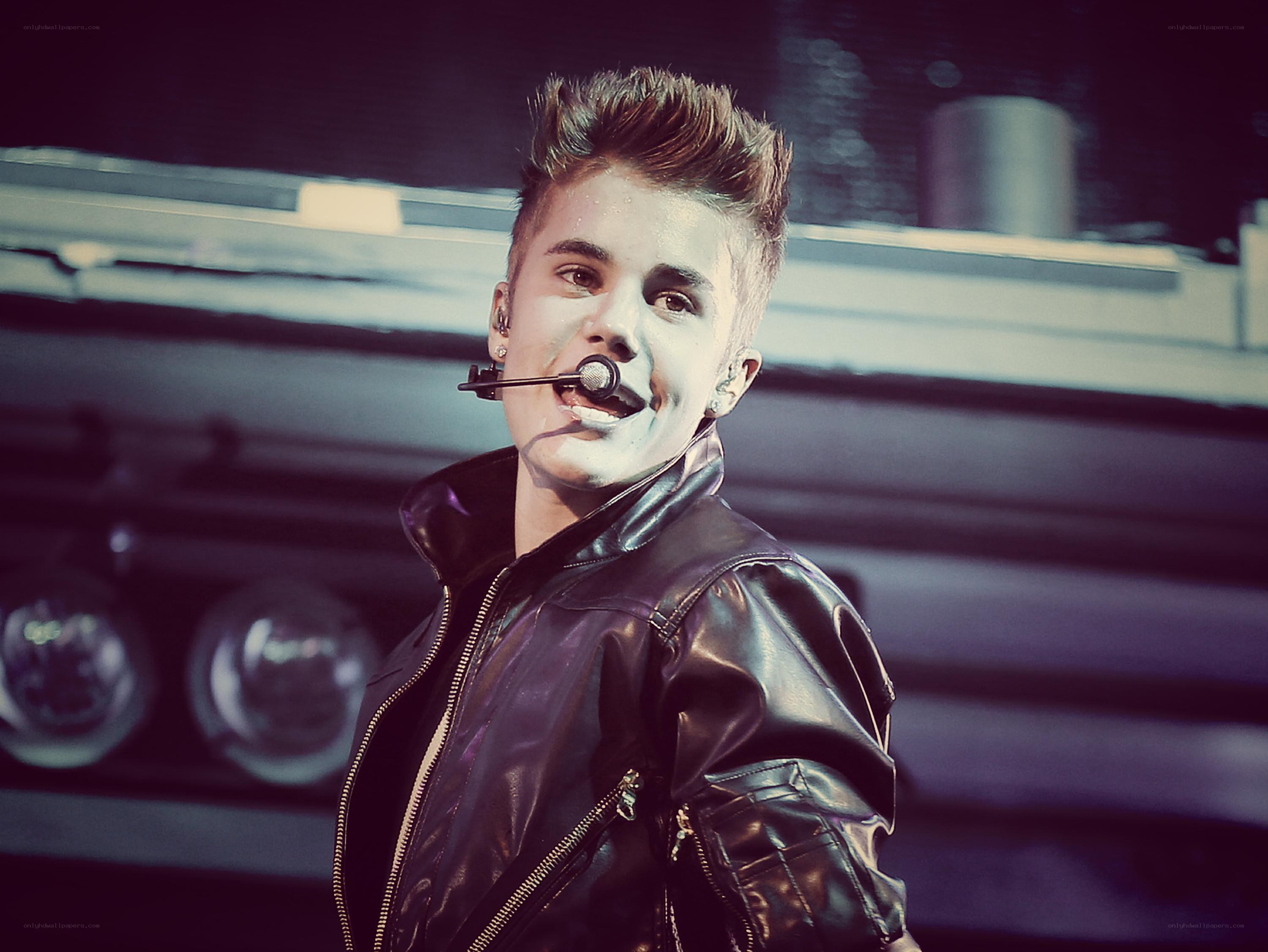 Justin Bieber performing on stage