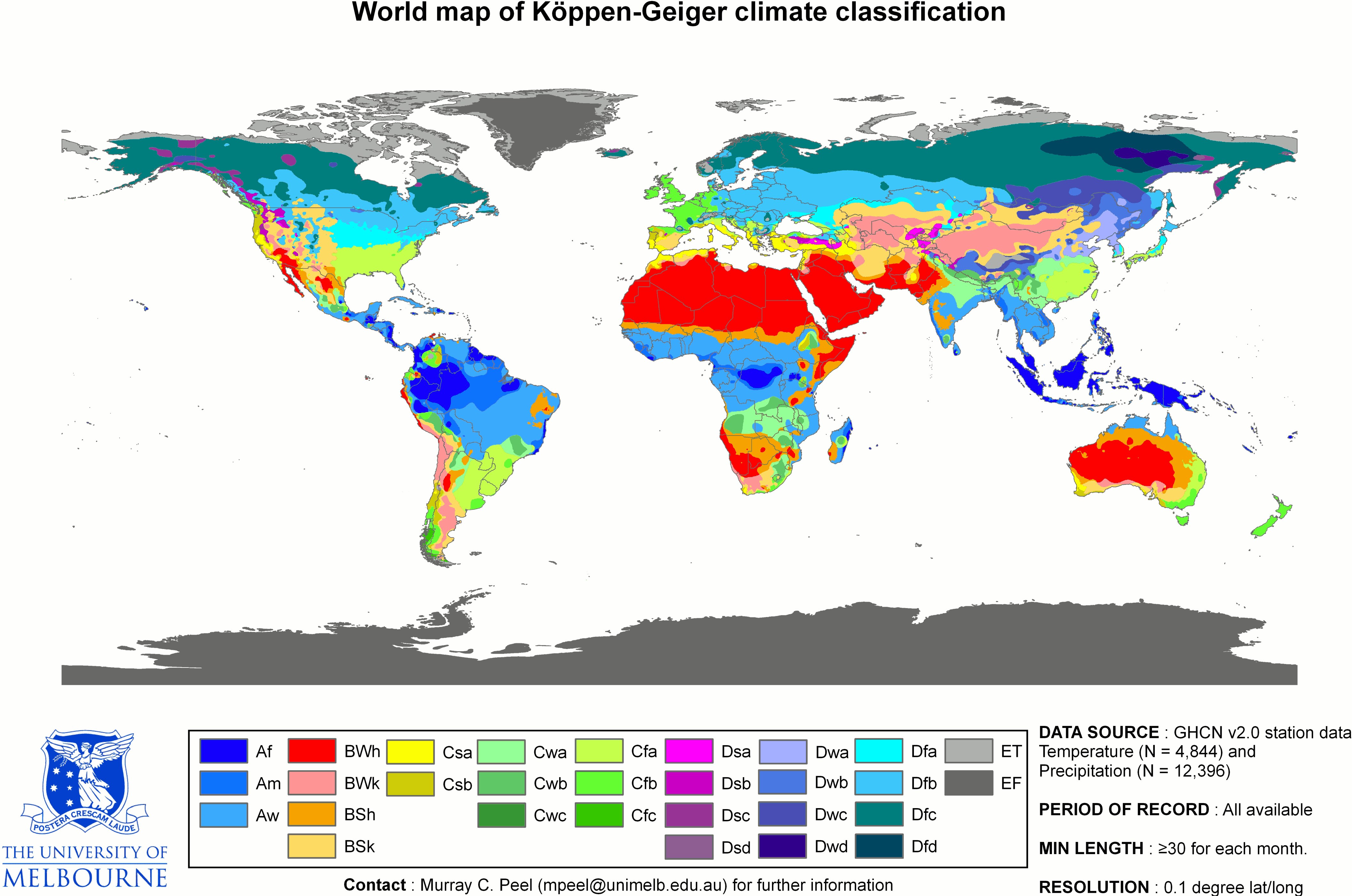 Köppen-Geiger climate map