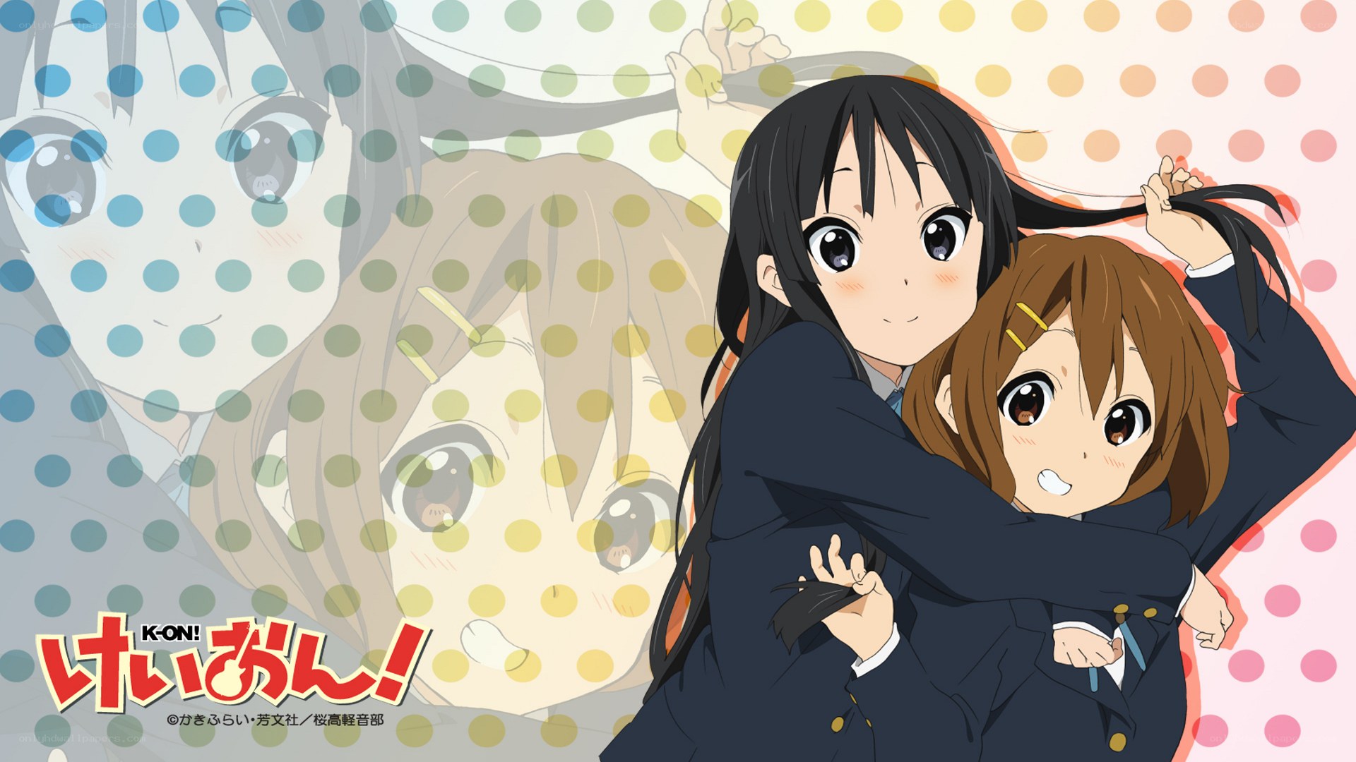 K-On! anime characters hugging
