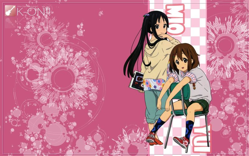 K-On! anime characters on pink background