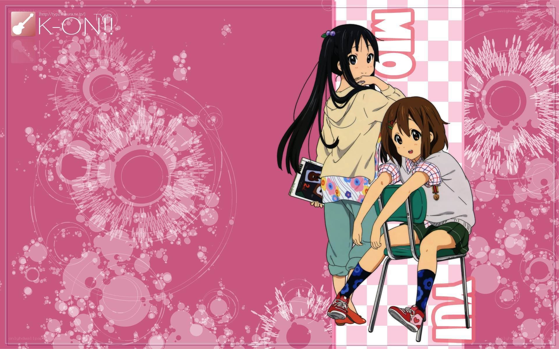 K-On! anime characters on pink background