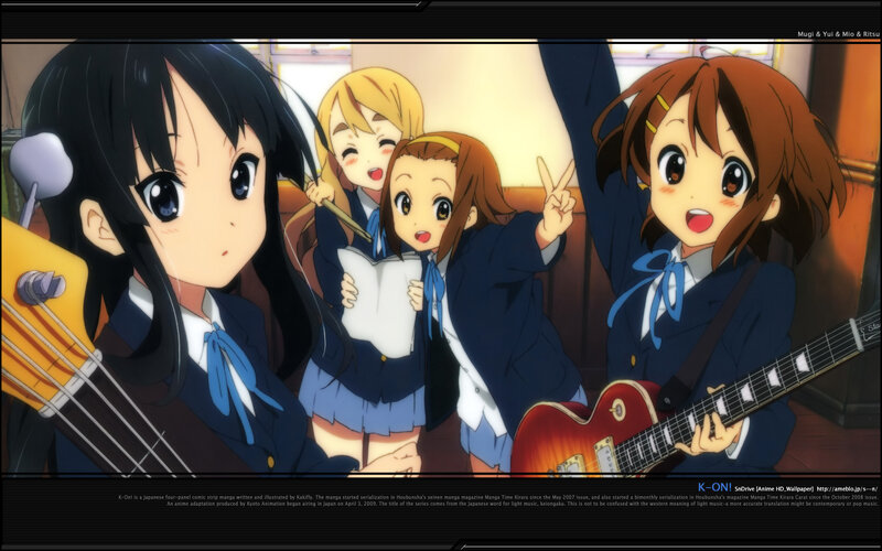 K-On! band members in school uniforms