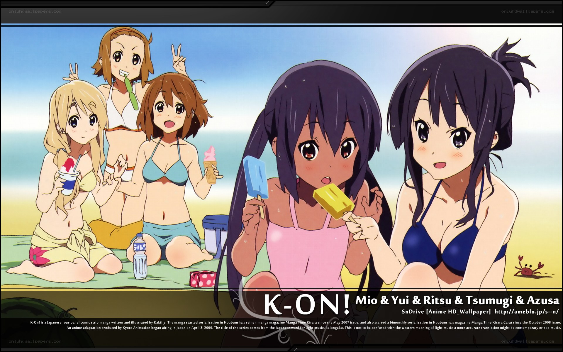 K-On! characters at the beach