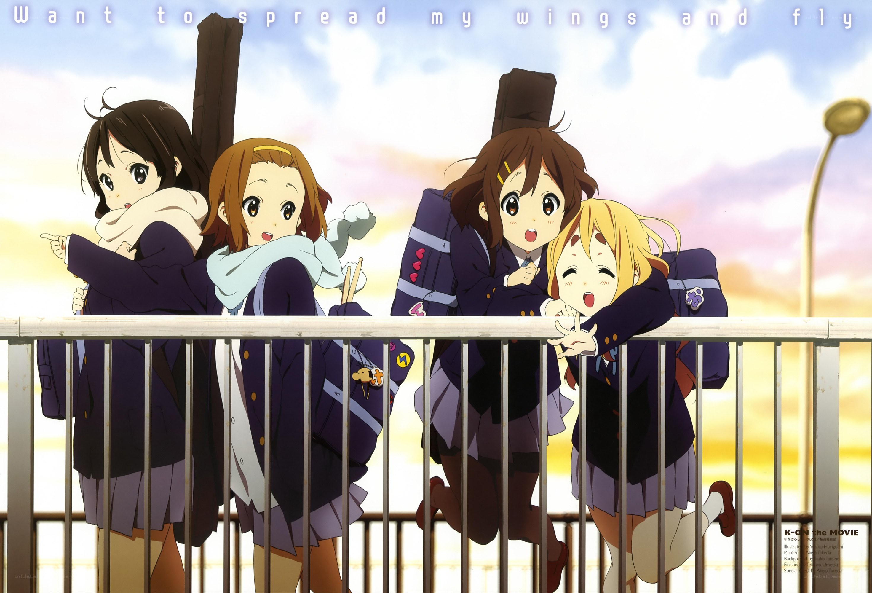 K-On! girls on a bridge