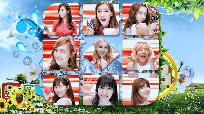 K-pop collage with floral background