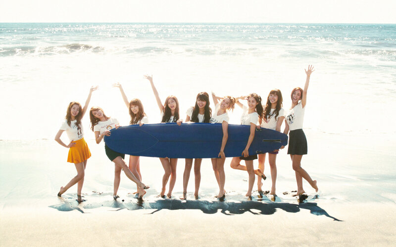 K-pop group at the beach
