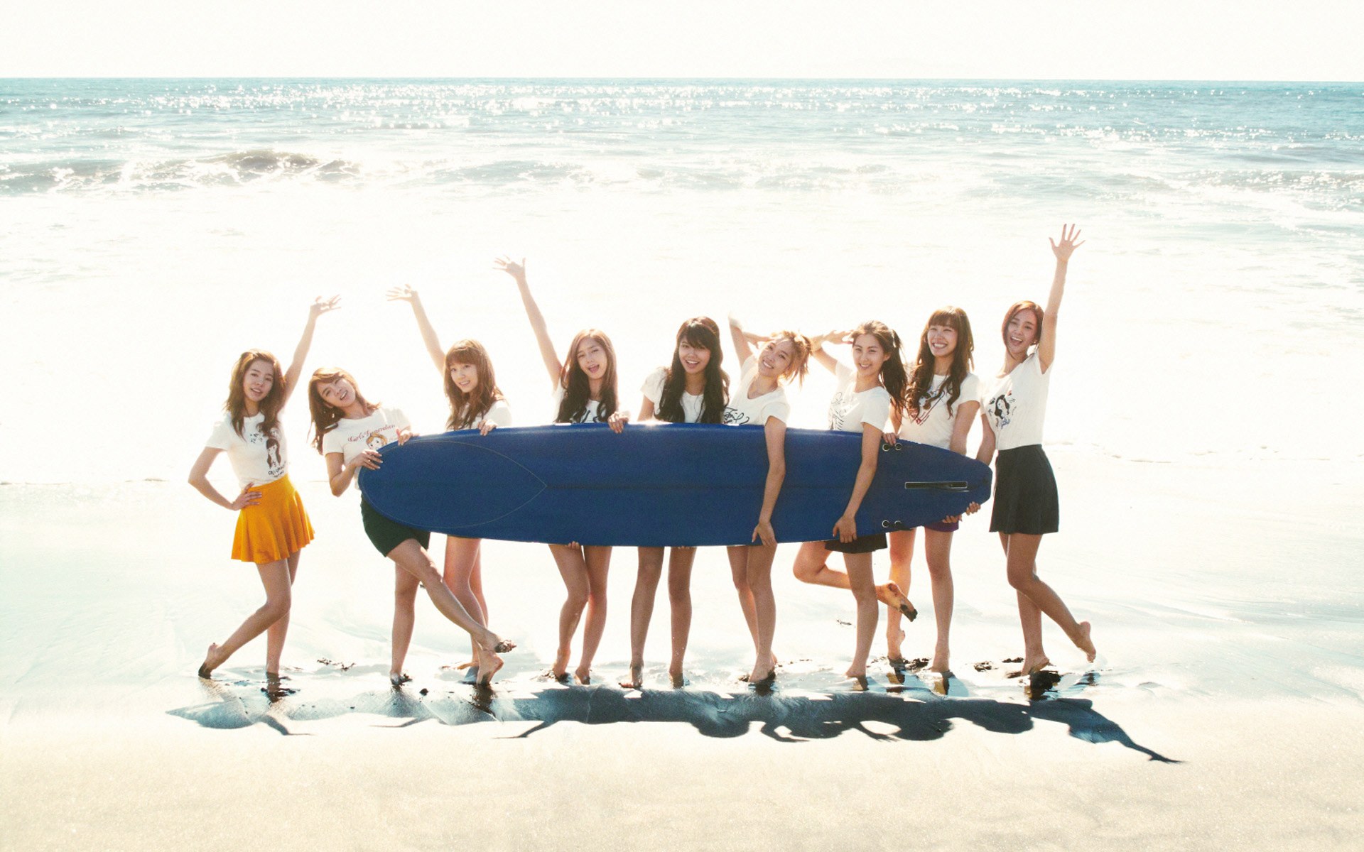 K-pop group at the beach