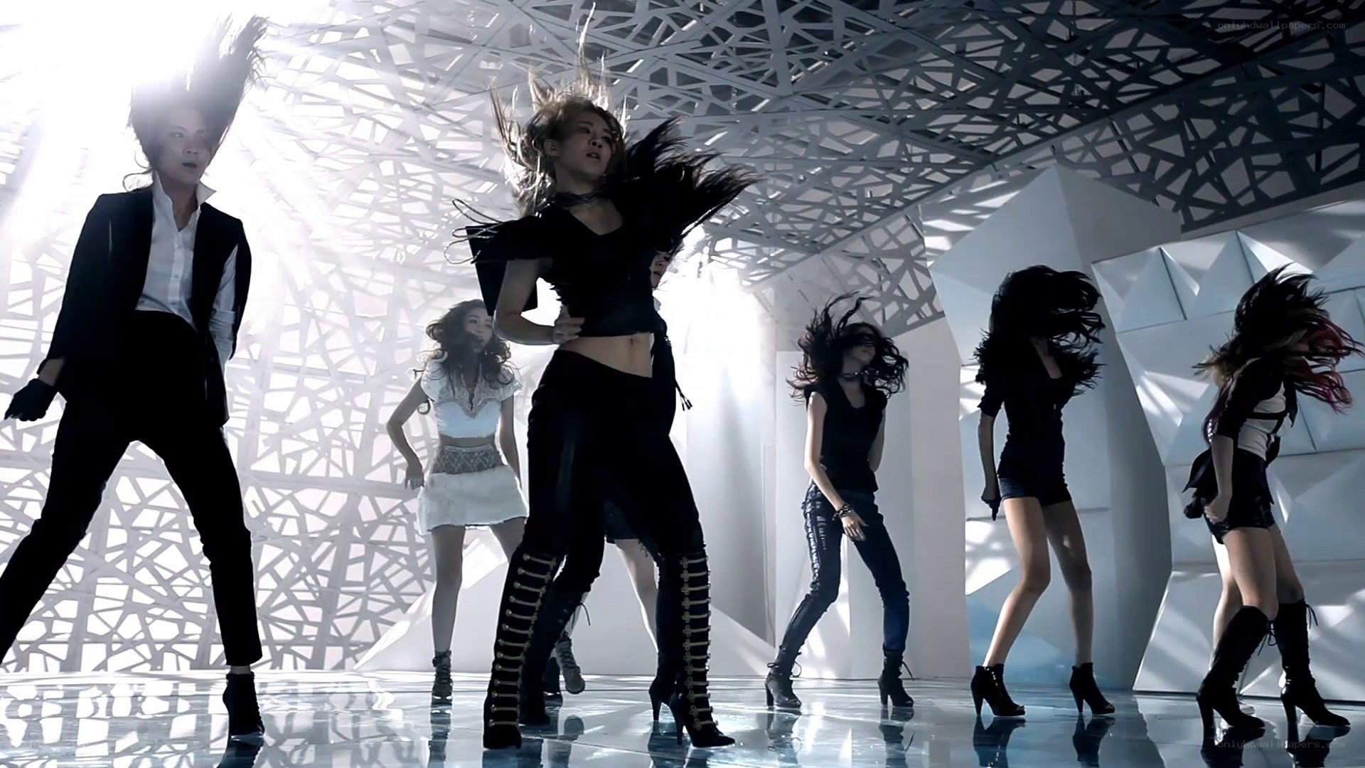 K-pop group dancing in studio