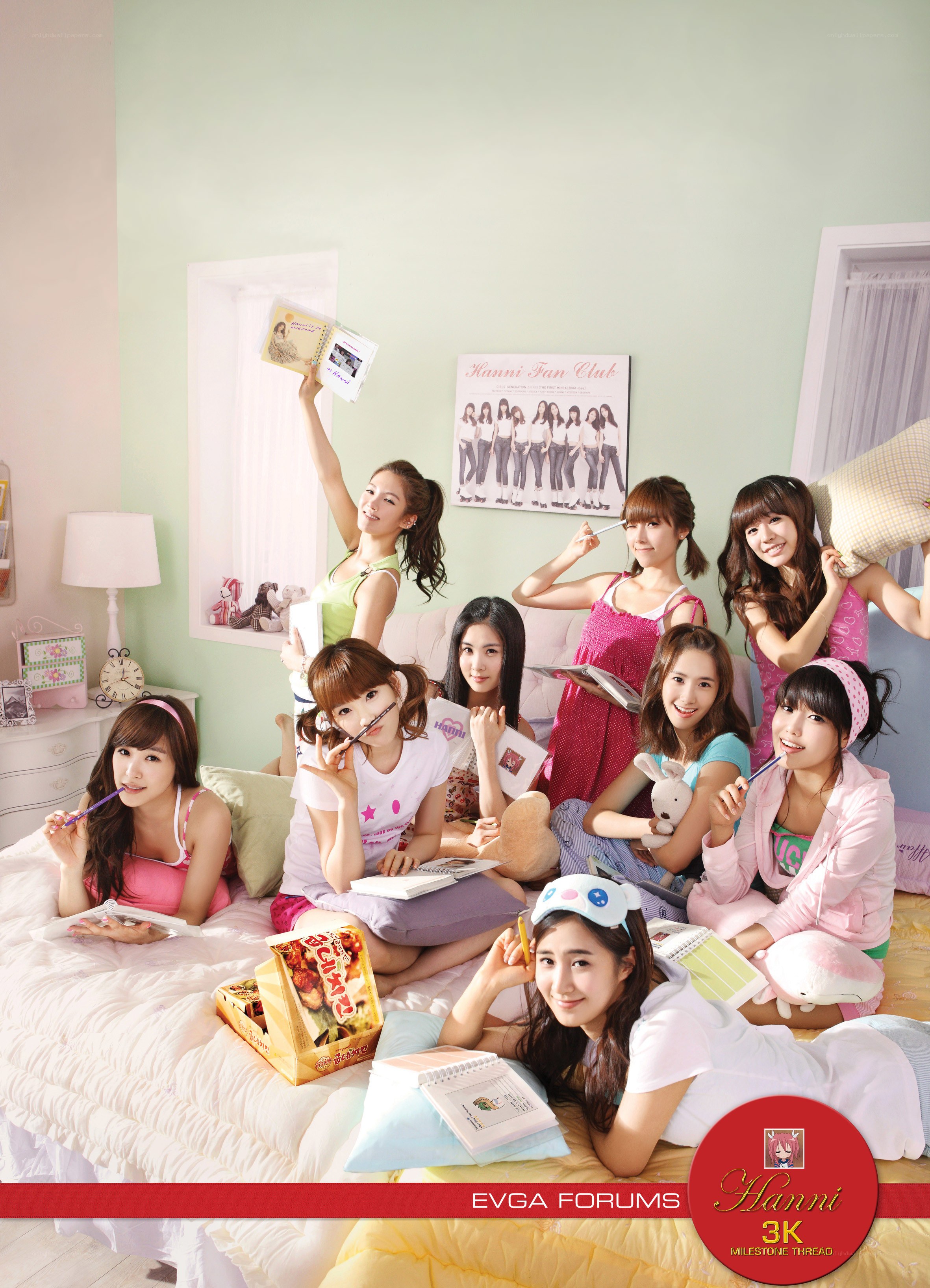 K-pop group in bedroom