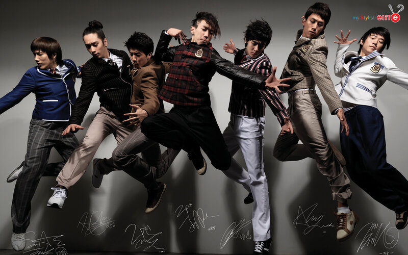 K-pop group in dynamic pose
