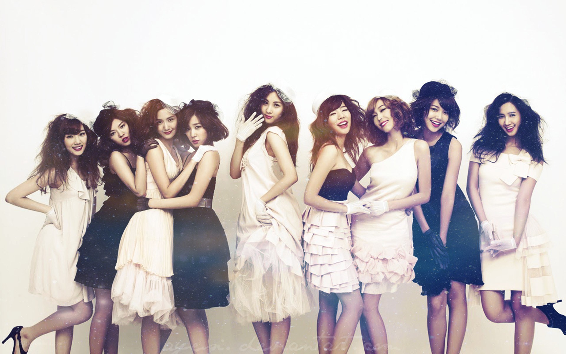 K-pop group in elegant dresses