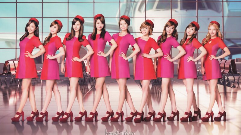 K-pop group in flight attendant outfits