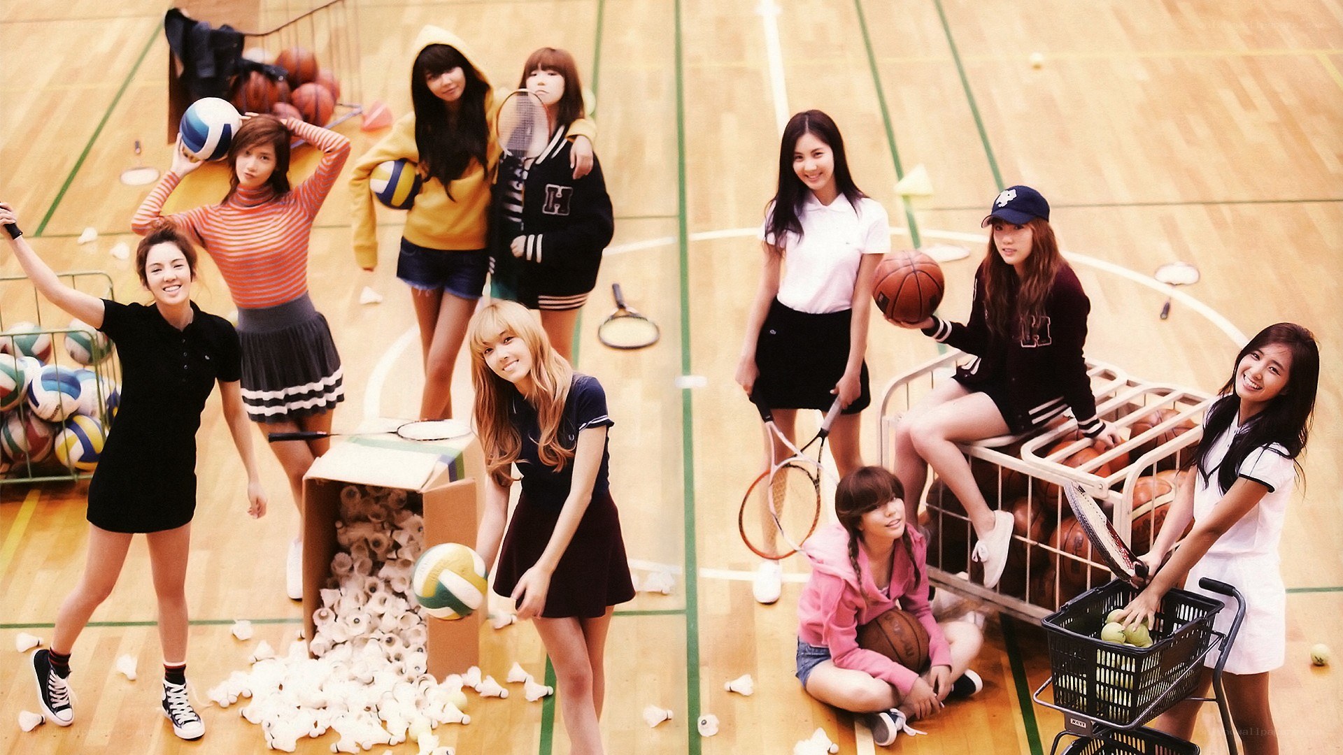 K-pop group in gym