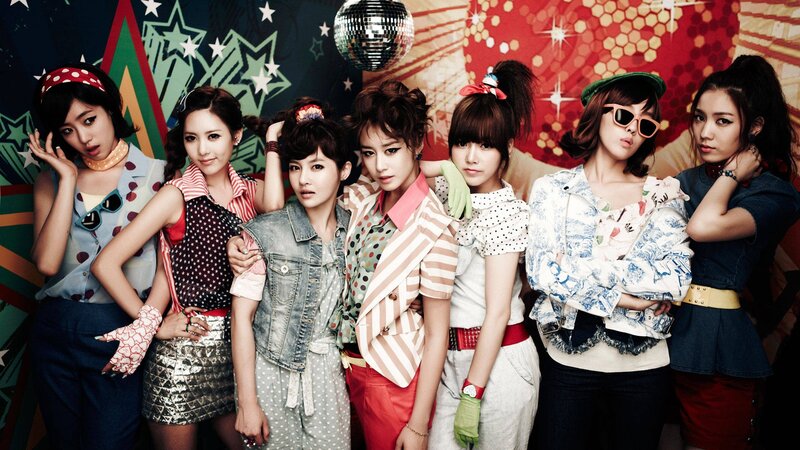 K-pop group in retro fashion