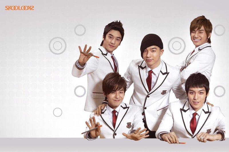 K-pop group in school uniforms