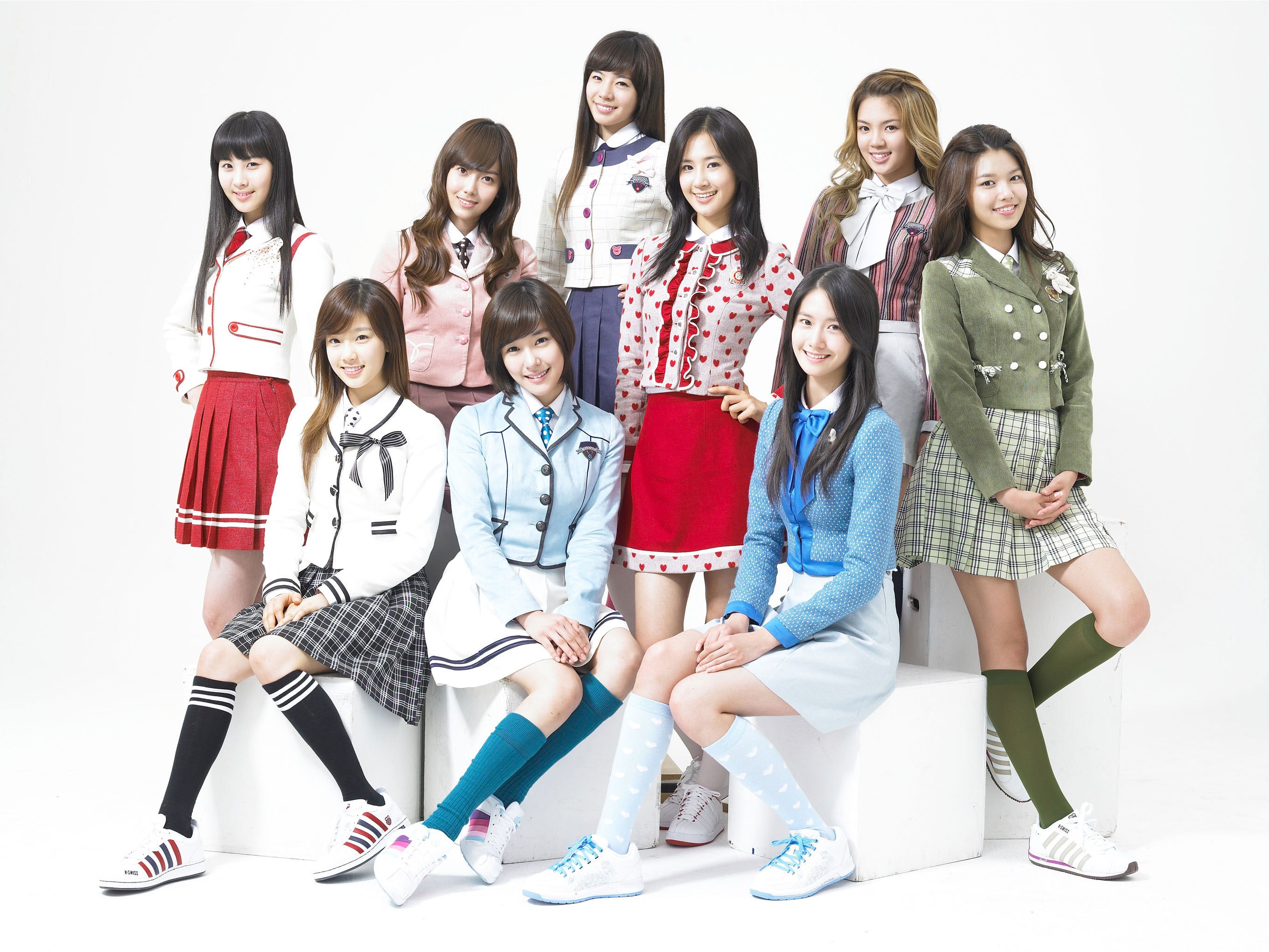 K-pop group in school uniforms