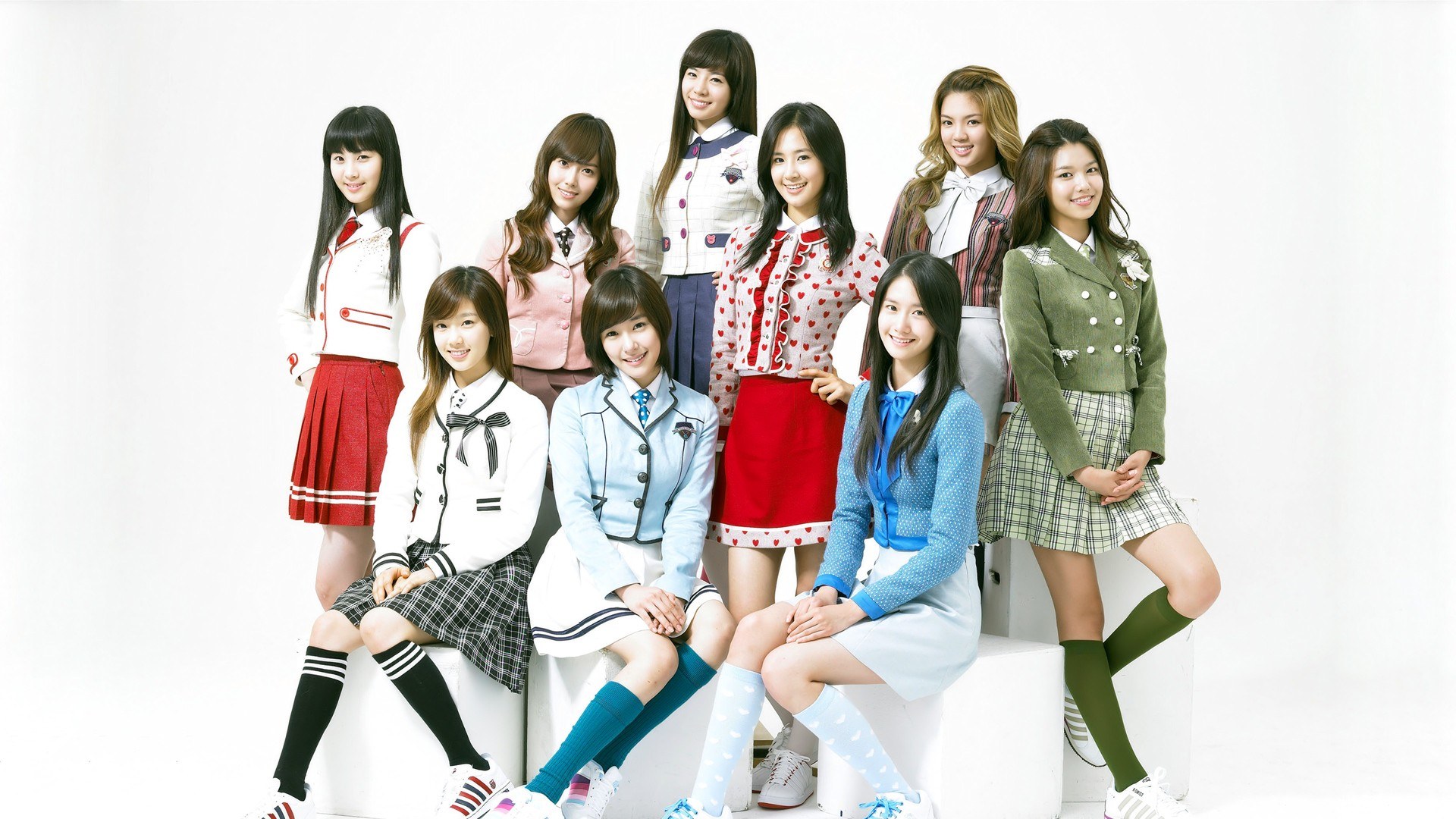 K-pop group in school uniforms