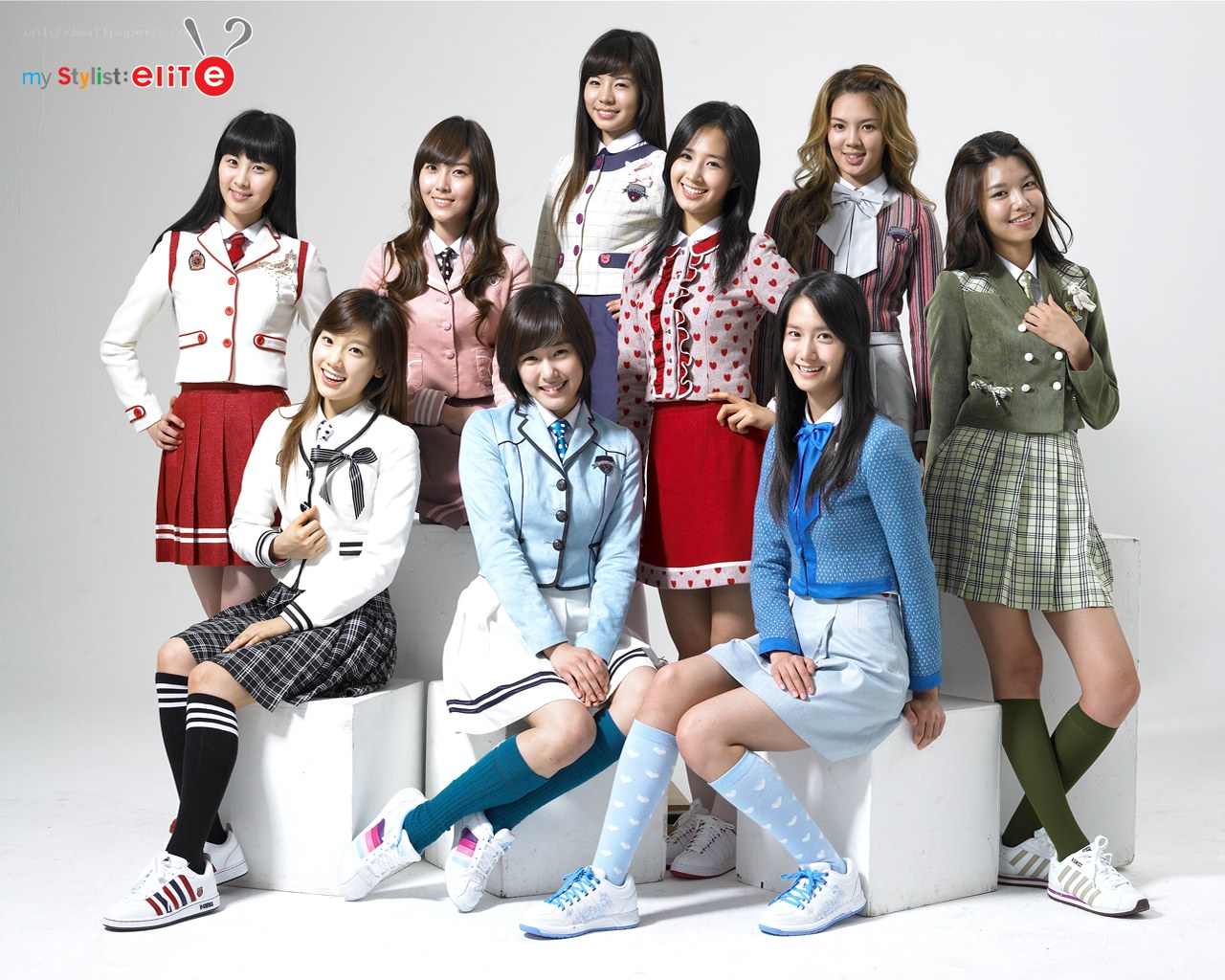 K-pop group in school uniforms