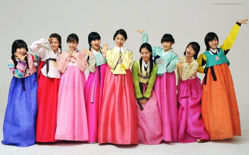 K-pop group in traditional Korean attire