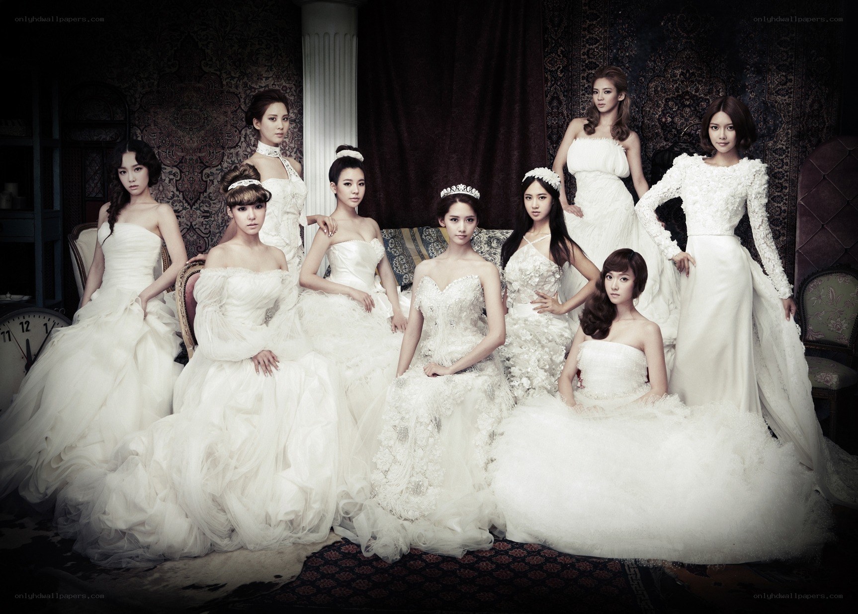 K-pop group in wedding dresses