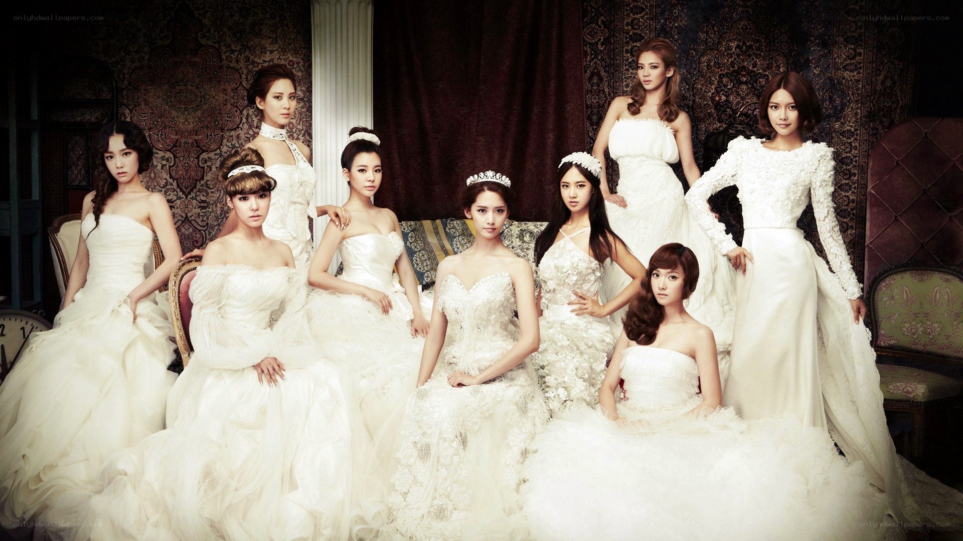 K-pop group in wedding dresses