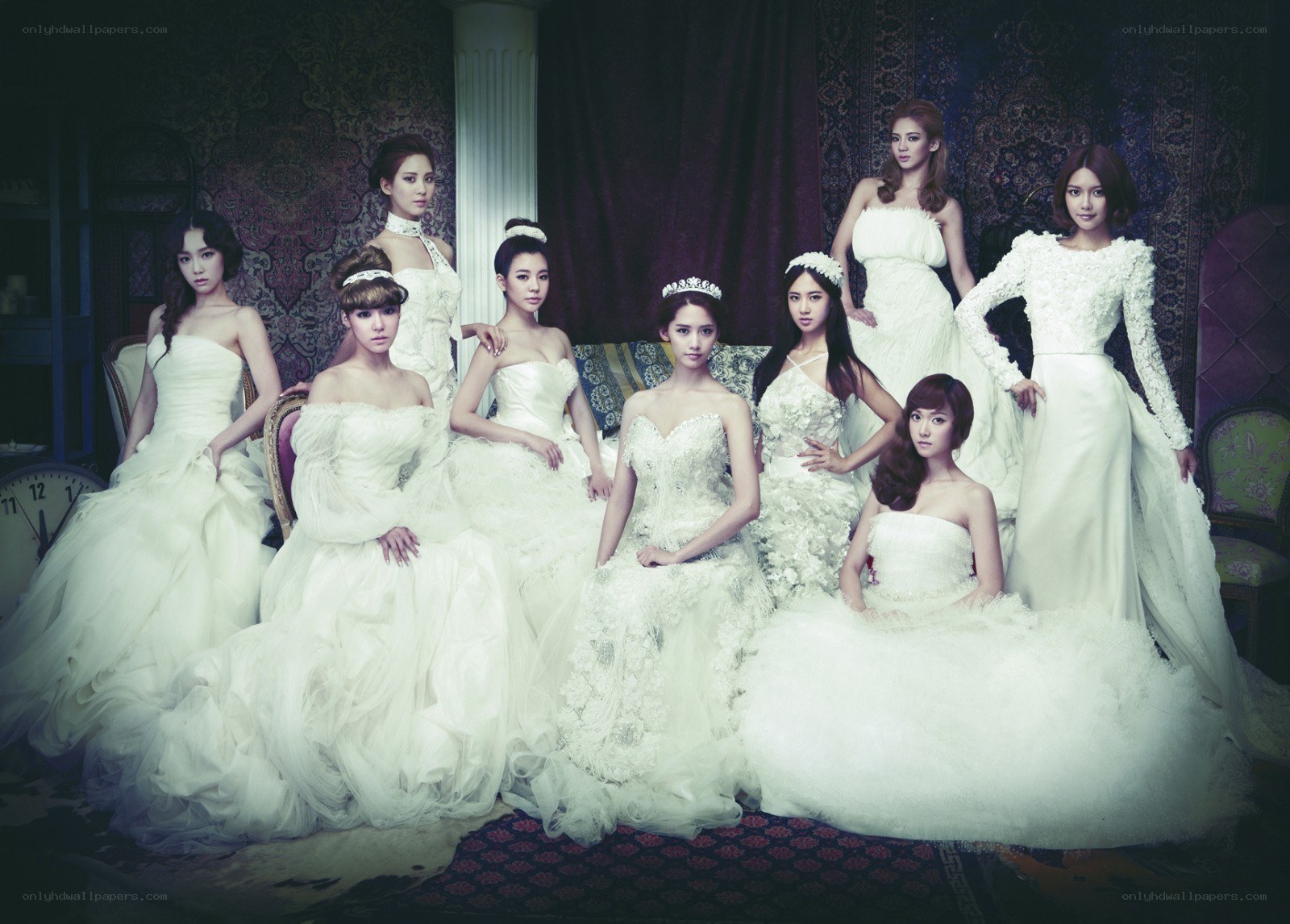 K-pop group in wedding dresses