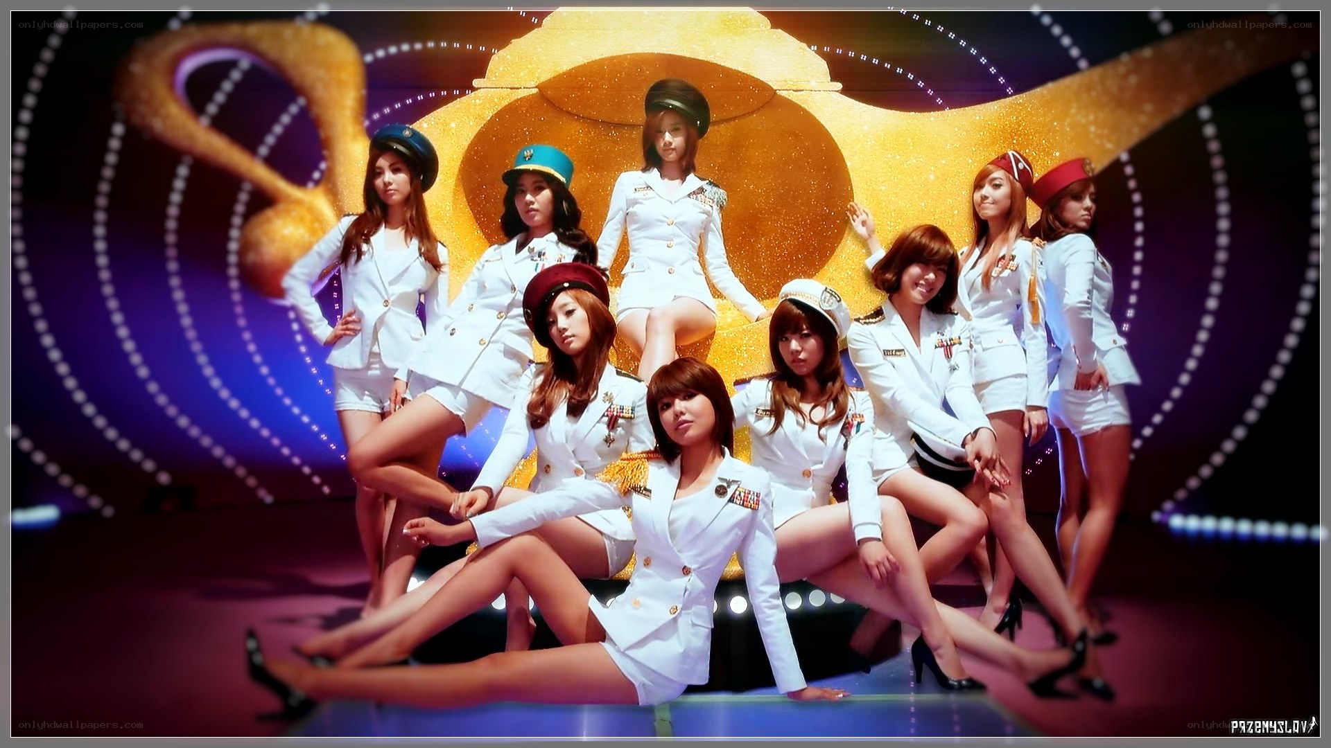 K-pop group in white uniforms