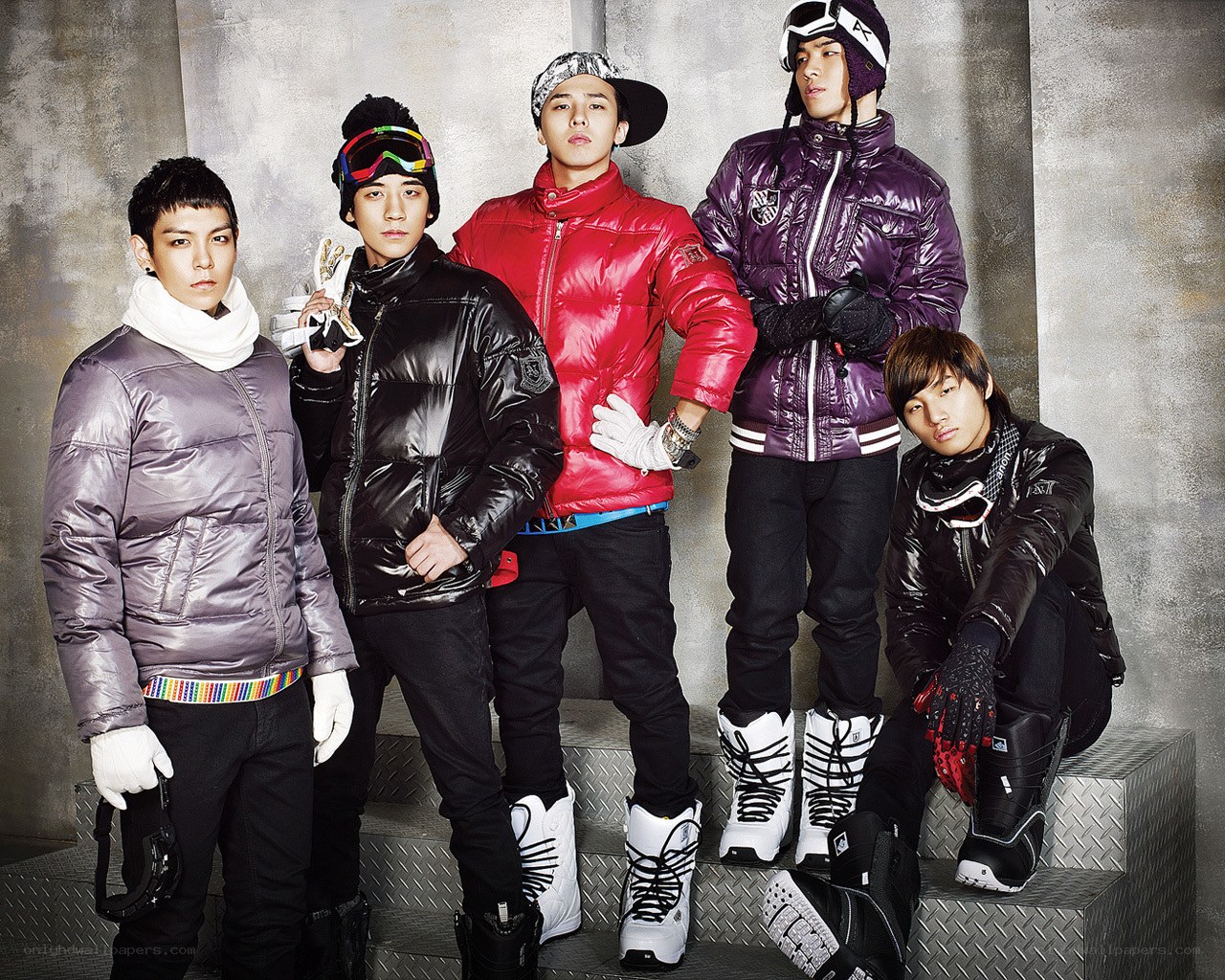 K-pop group in winter gear