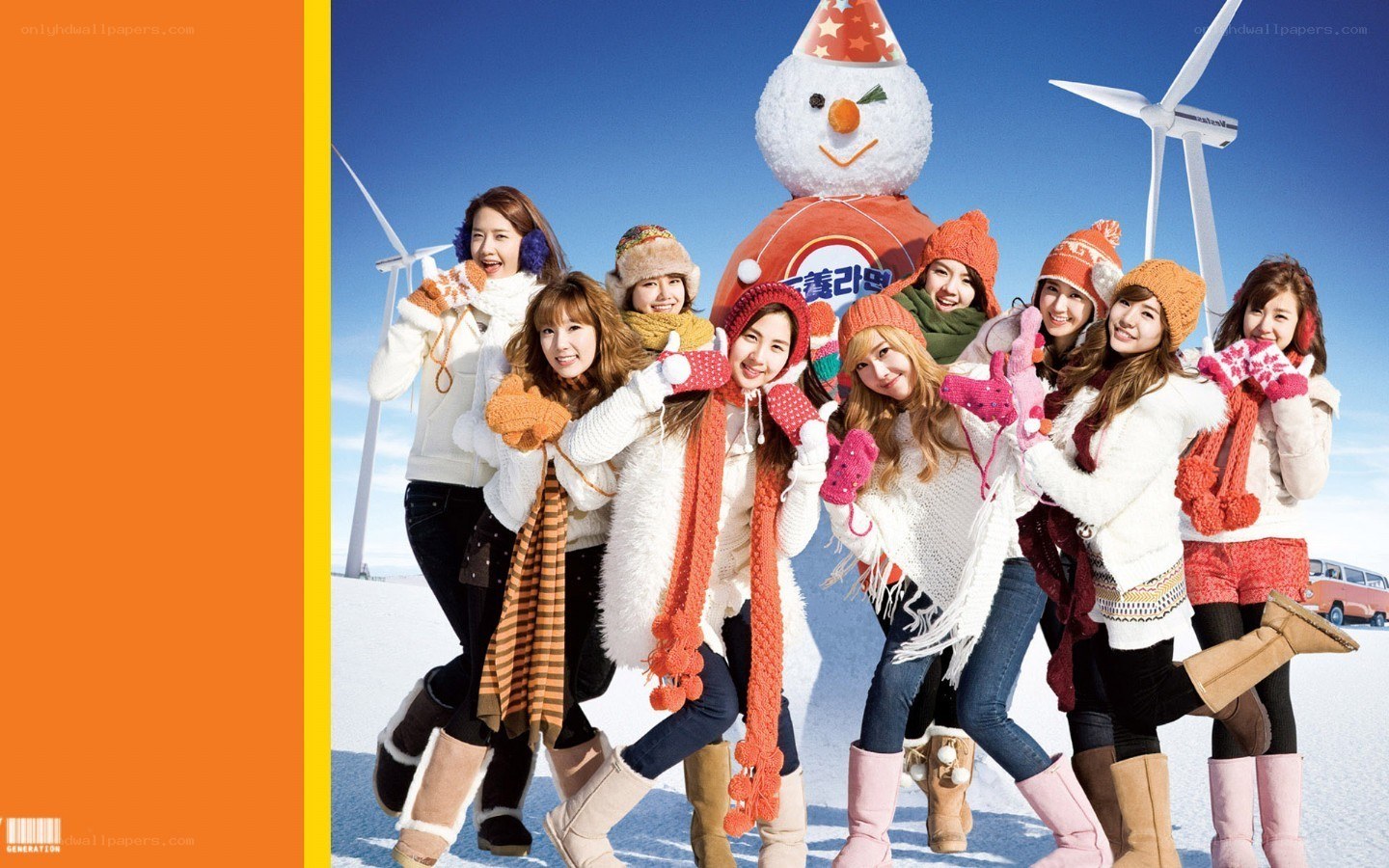 K-pop group in winter gear