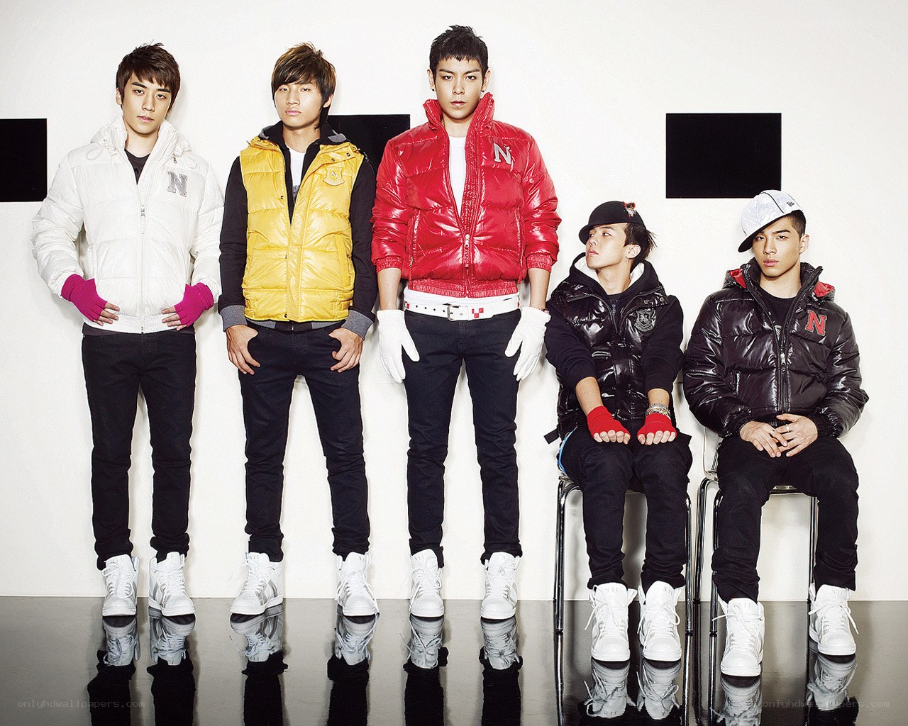 K-pop group in winter jackets