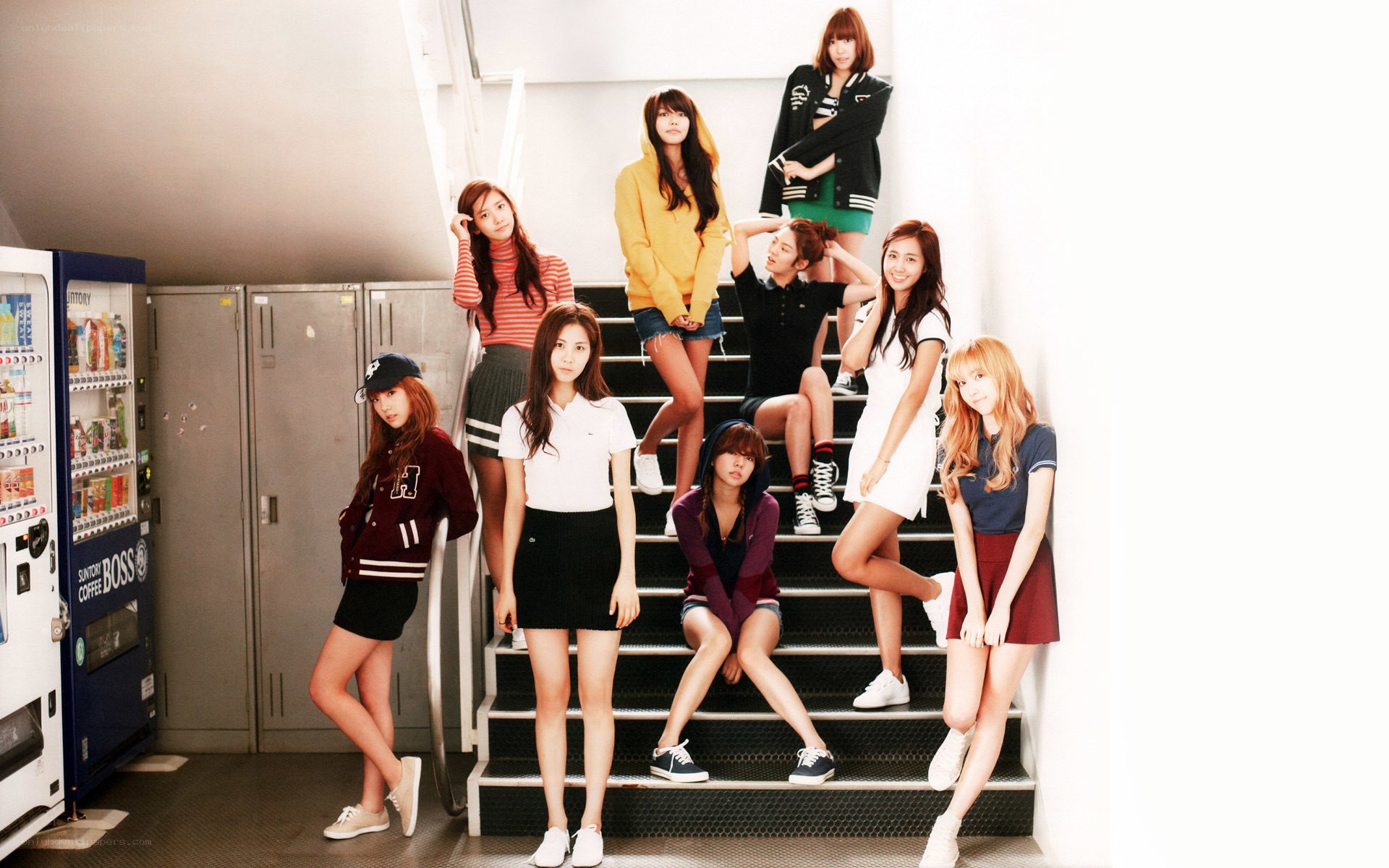 K-pop group on stairs