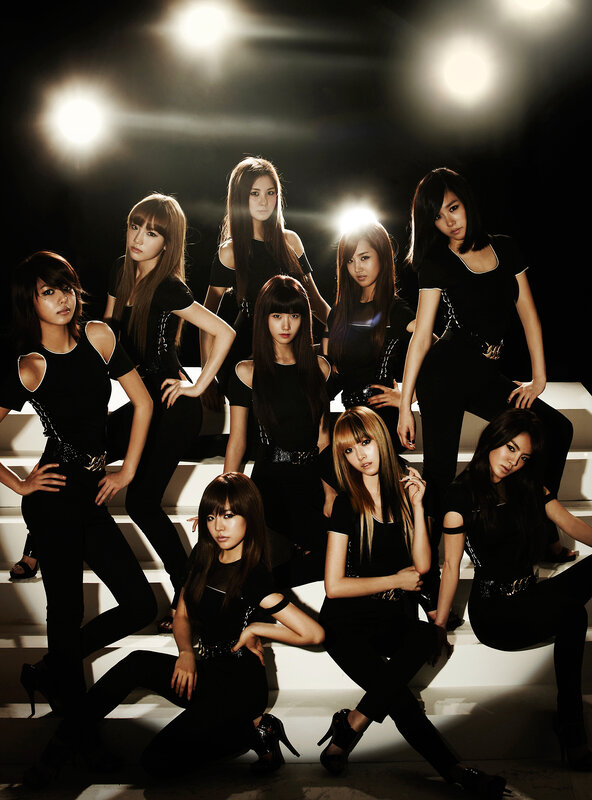 K-pop group on steps