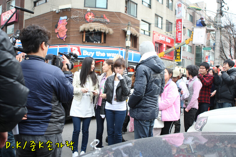 K-pop group on street filming